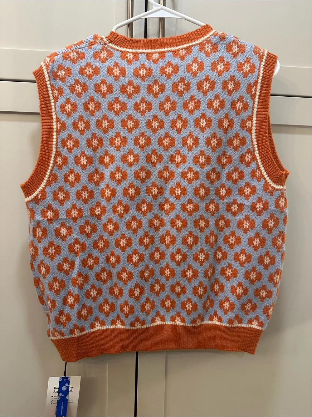 Cider Orange Floral Knit Sweater Vest- Womens L - Picture 5 of 5